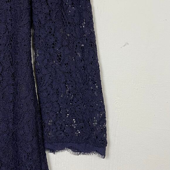 Adrianna Papell Evening Dress Navy Blue Lace Overlay Cocktail Party Size 8 - Picture 4 of 15